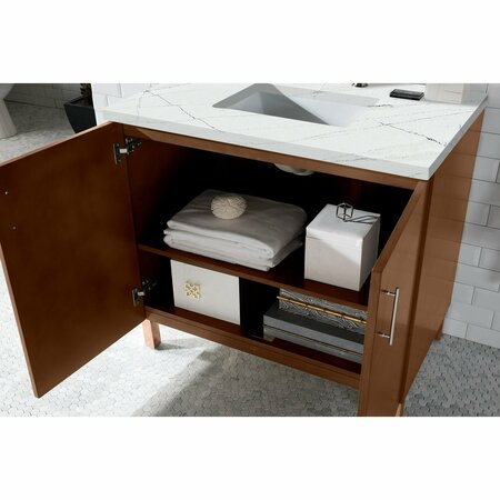 James Martin Vanities Metropolitan 36in Single Vanity, American Walnut w/ 3 CM Ethereal Noctis Quartz Top 850-V36-AWT-3ENC